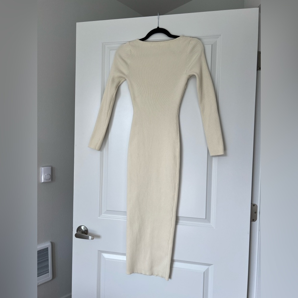 Meshki Cream Long Sleeve Knit Dress - Picture 2 of 4